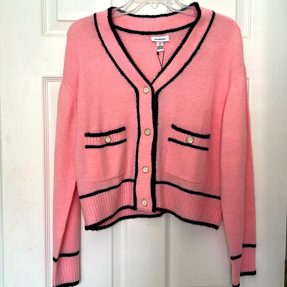 Neonrose Pink and Black Cardigan